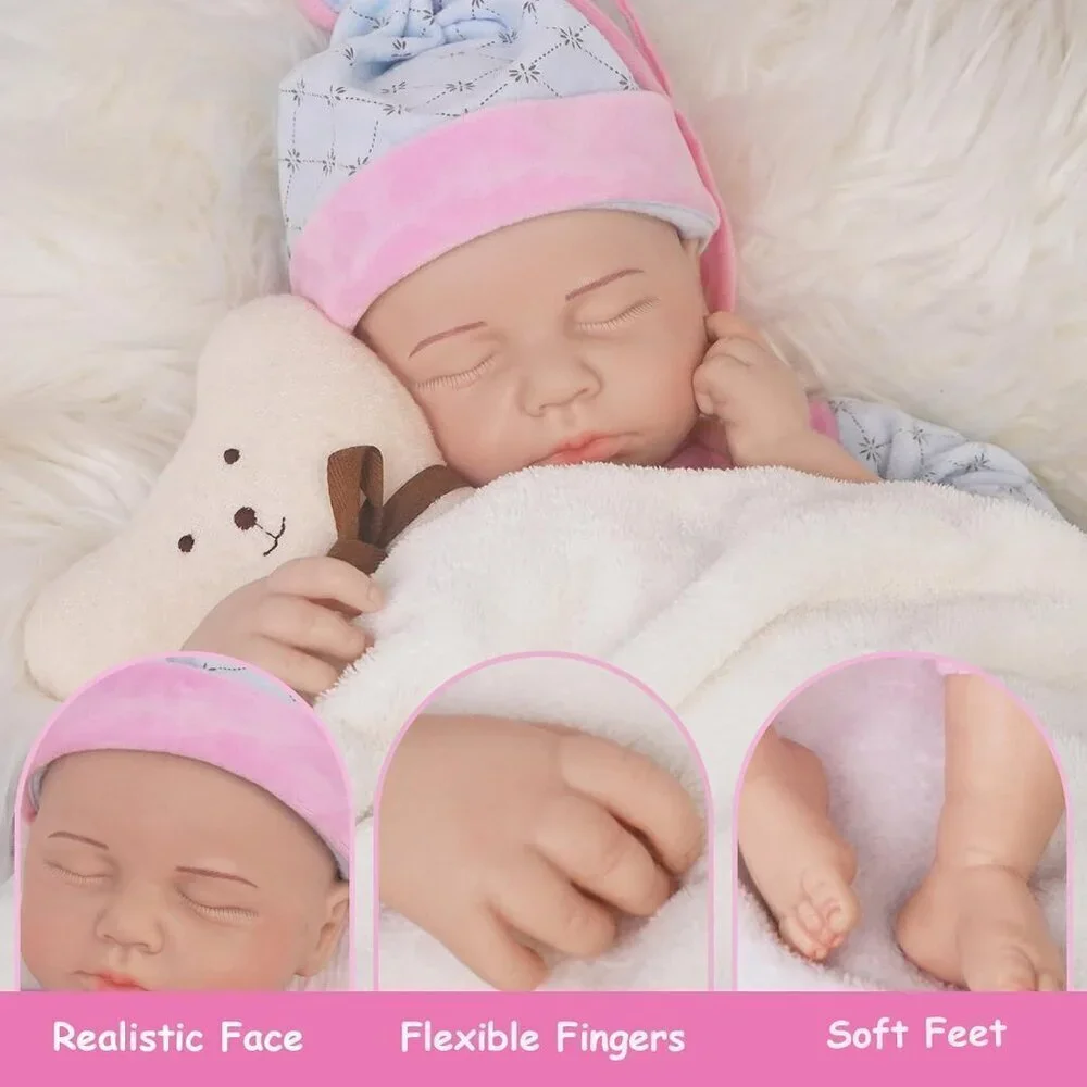 🆕16.9Inch Full Silicone Reborn Baby Doll ivory Angelic Face Toddler Boy Doll